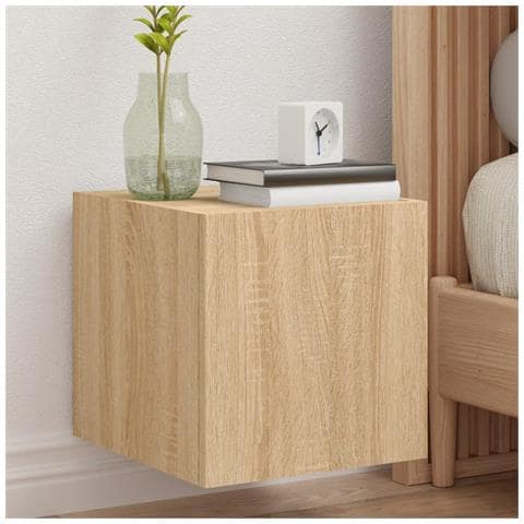 Mobile Tv A Parete Con Luci Led Rovere Sonoma 30,5x35x80 Cm - Foto 1