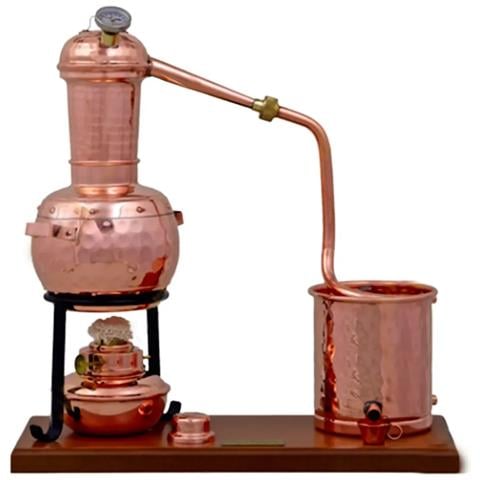 Alambicco, Distillatore Long Column Alembic Premium Con Fornello Ad Alcool E Termometro, 0,7l - Foto 2