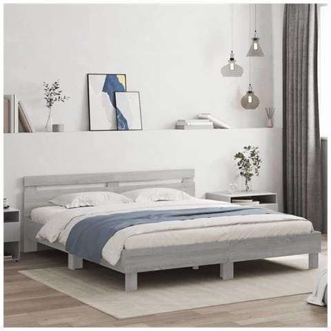 Giroletto Testiera Grigio Sonoma 160x200 Cm Legno Multistrato - Foto 3
