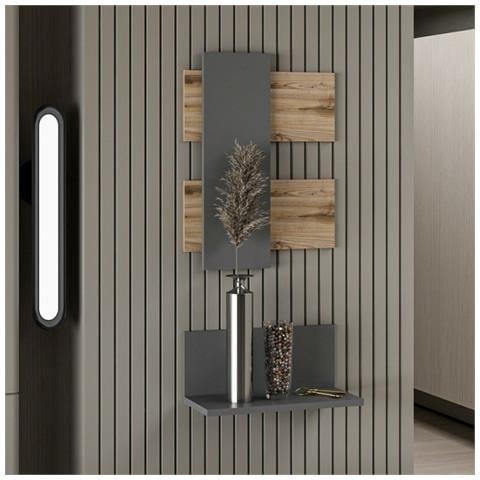 Composizione Mensole Da Parete Belita Antracite Noce - Foto 1