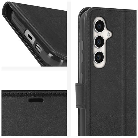 Custodia Per Samsung S23 Fe Portafoglio Funzione Supporto E Cordino, Nero - Foto 2