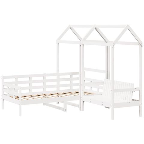 Set Dormeuse E Panca Con Tetto Bianco 80x200cm Massello Pino - Foto 2