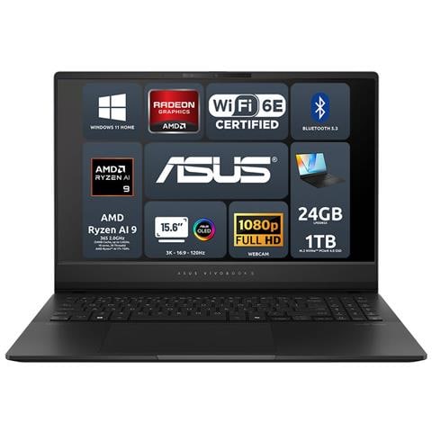 Notebook Vivobook S15 OLED Monitor 15.6" Full HD AMD Ryzen AI 9365 Ram 24GB 1 TB SSD 2xUSB 3.2 Windows 11 - Foto 1