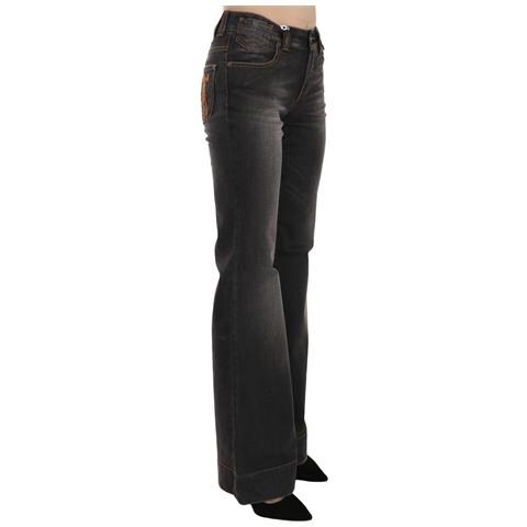 Jeans Casual In Denim Svasato A Vita Media Lavato Nero - W25 - Foto 2