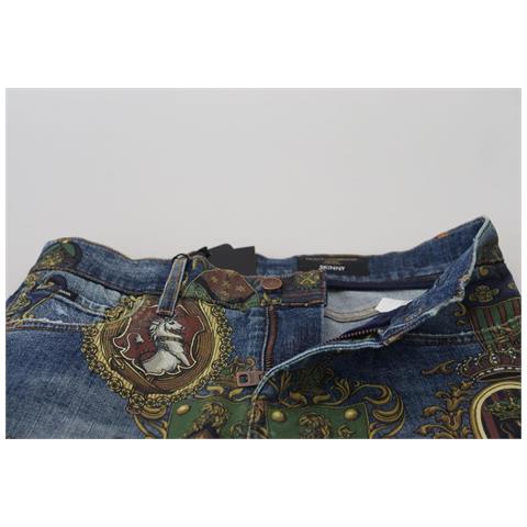 Jeans Slim Fit In Cotone Con Stampa Medaglie Blu - It46 - S - Foto 5