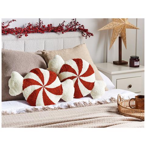 Set Di 2 Cuscini Spiral Candy Bouclé 35 X 58 Cm Bianco Modello Natalizio - Foto 1