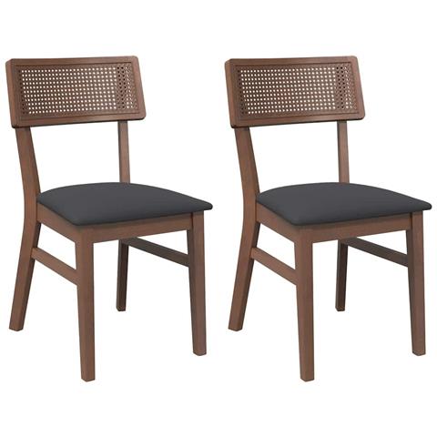 Sedie da Pranzo con Cuscini 2pz Marrone Legno Massello di Hevea - Foto 1