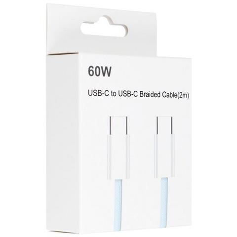 Cavo Dati E Ricarica Pd60w 3a C263 Usb-c To Usb-c Fast Charge 60w 2m Blu Per Smartphone Tablet - Foto 1