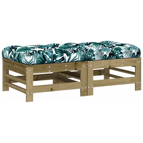 Poggiapiedi Giardino Con Cuscini 2pz Legno Impregnato Di Pino - Foto 2