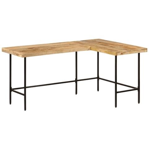 Scrivania 165x110x77 Cm Legno Massello Mango Ferro - Foto 1