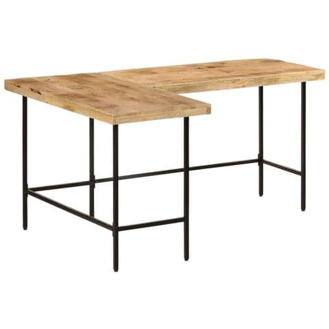 Scrivania 165x110x77 Cm Legno Massello Mango Ferro - Foto 2