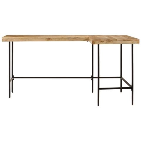 Scrivania 165x110x77 Cm Legno Massello Mango Ferro - Foto 3