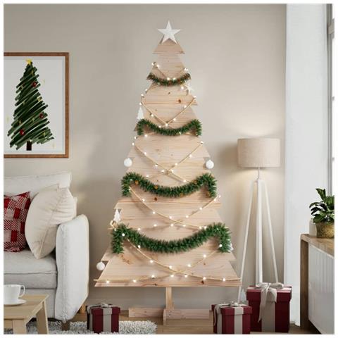 Albero Di Natale Decorativo In Legno 180 Cm Legno Massello Pino - Foto 1