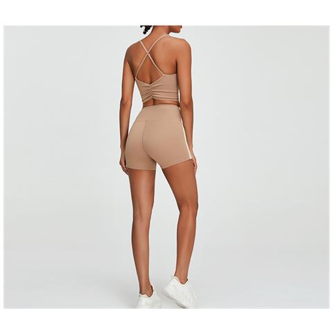 Set Di Leggings E Reggiseno Sportivo Incrociato Beige L - Foto 1