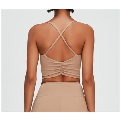 Set Di Leggings E Reggiseno Sportivo Incrociato Beige L - Foto 2