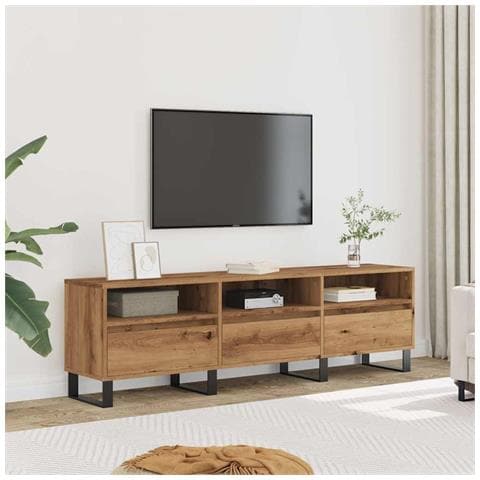 Mobile Porta Tv Rovere Artigianale 150x30x44,5 Cm Multistrato - Foto 3