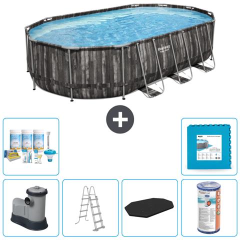 Piscina Fuori Terra - Ovale - 610x366x122 Cm - Grigio - Include Accessori Coordinati Cb30 - Foto 1