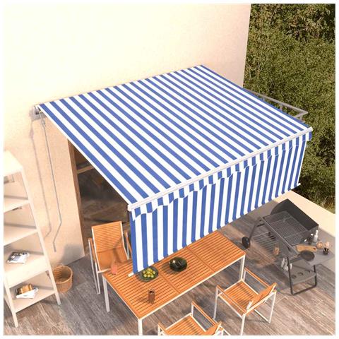 Lusso Casadino -  Tenda Sole Retrattile Automatica Con Parasole 4x3m Blu Bianco - Foto 8