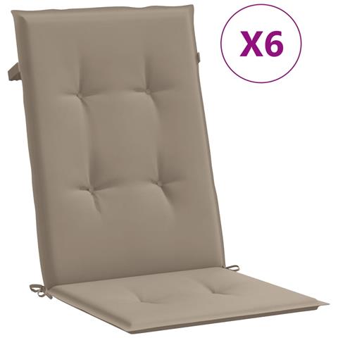 Lusso Casadino -  Cuscini Per Sedie Alte 6 Pz Tortora 120x50x3 Cm In Tessuto - Foto 1