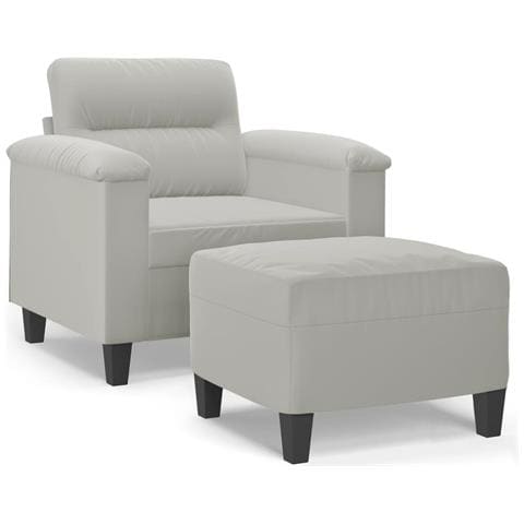 Poltrona con Poggiapiedi Grigio chiaro 60 cm Tessuto Microfibra - Foto 1