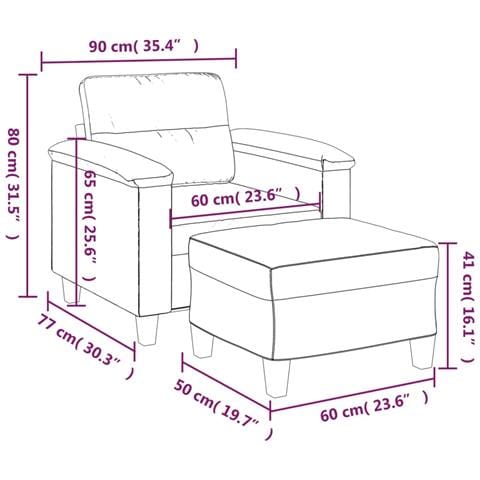 Poltrona con Poggiapiedi Grigio chiaro 60 cm Tessuto Microfibra - Foto 7