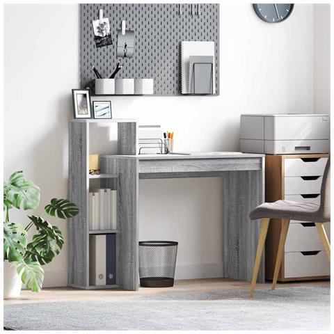 Scrivania per Computer Grigio sonoma Truciolare Media Scaffali - Foto 2