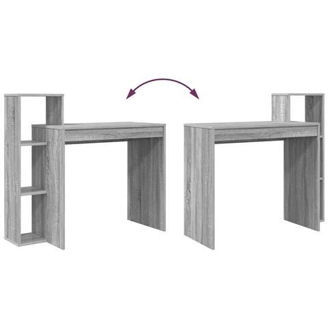 Scrivania per Computer Grigio sonoma Truciolare Media Scaffali - Foto 9