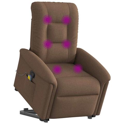 Poltrona Alzapersona Massaggiante Reclinabile Marrone Tessuto - Foto 2
