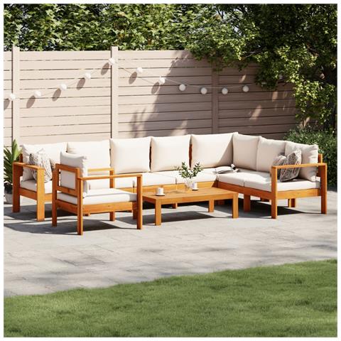 Set Divano da Giardino 6 pz con Cuscini in Massello di Acacia - Foto 2