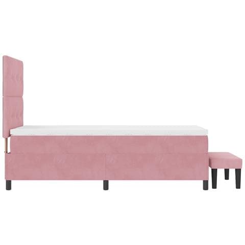 Letto con Rete con Materasso & Panchina Rosa 90x200 cm Velluto - Foto 9