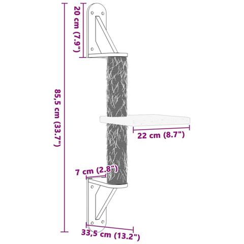 Albero per Gatti con Tiragraffi a Parete Grigio Scuro 85,5 cm - Foto 7