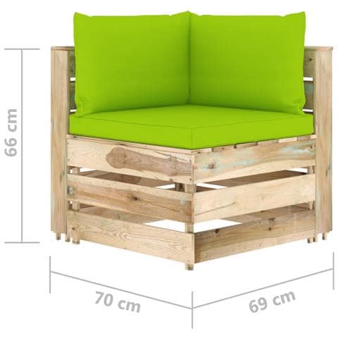 Divano Angolare Modulare Con Cuscini In Legno Impregnato Verde - Foto 6