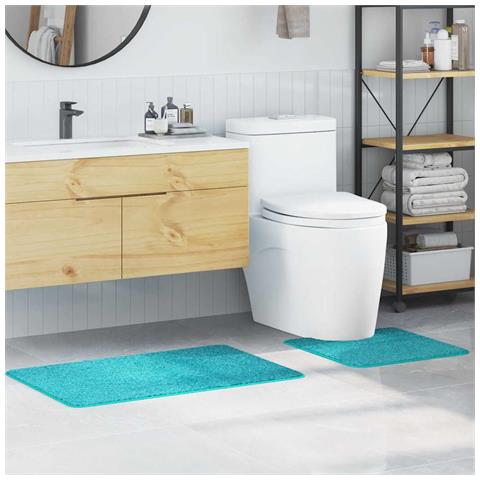 Tappeto da bagno 2 pcs Turchese 50 x 50 cm Polipropilene - Foto 2