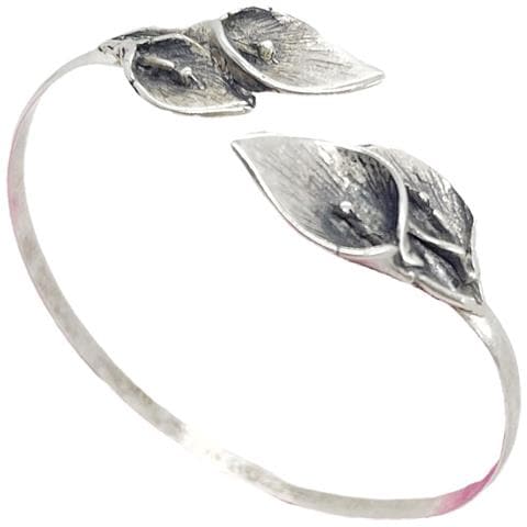 Bracciale Regolabile In Ottone Con Doppia Calla, Placcato Argento Con 7 Micron - Foto 1