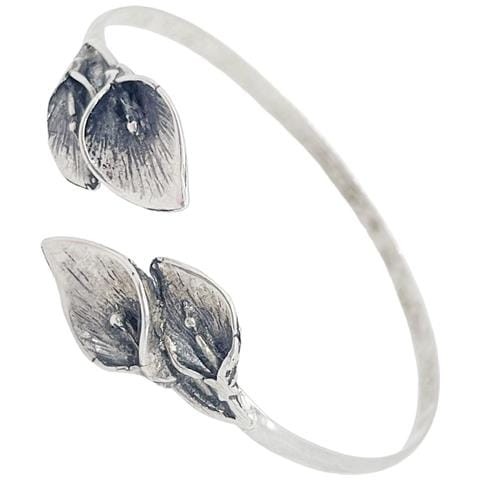 Bracciale Regolabile In Ottone Con Doppia Calla, Placcato Argento Con 7 Micron - Foto 2