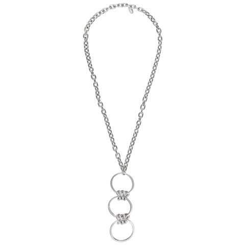 Collana A Catena Placcata Argento Con Cascata E Cerchi In Argento, 80 Cm - Foto 1