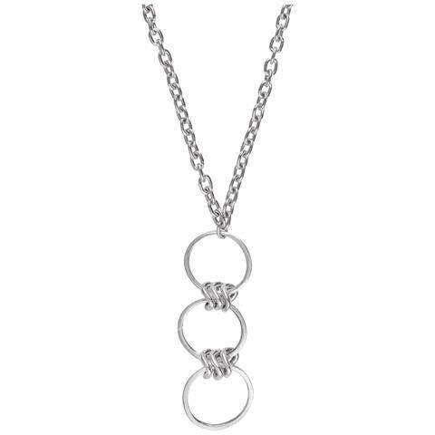 Collana A Catena Placcata Argento Con Cascata E Cerchi In Argento, 80 Cm - Foto 3