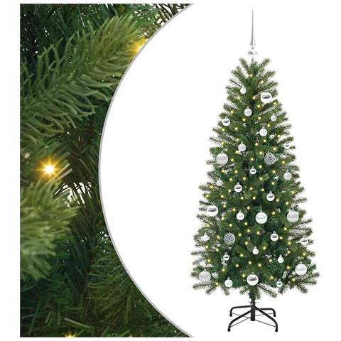 Albero di Natale artificiale con 150 LED Verde 150 cm PE e PVC - Foto 1
