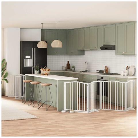 Cancello Cani Porta Pieghevole Bianco 12 Pannelli 960 cm Pioppo - Foto 2