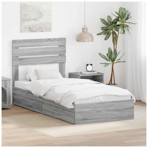 Letto con Contenitore con testiera Grigio Sonoma 100 x 200 cm - Foto 2