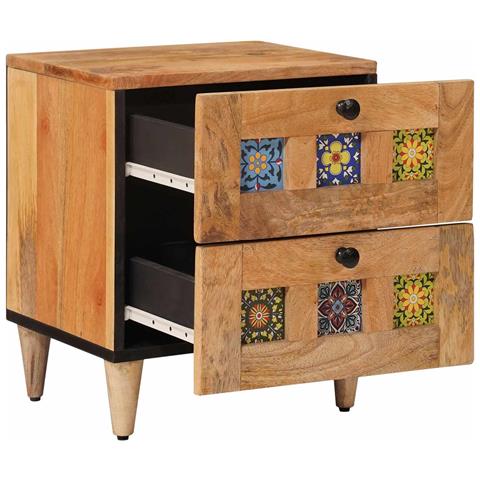 Armadio da Notte con cassetto 2 pcs Naturale 40 x 33,5 x 46 cm - Foto 2