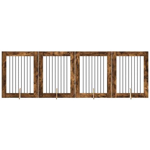 Cancello per cani con supporti 4 pcs Rovere Fumo 80 x 100 cm - Foto 1