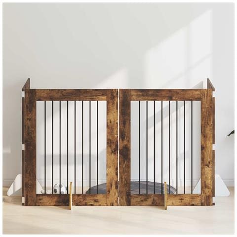 Cancello per cani con supporti 4 pcs Rovere Fumo 80 x 100 cm - Foto 2