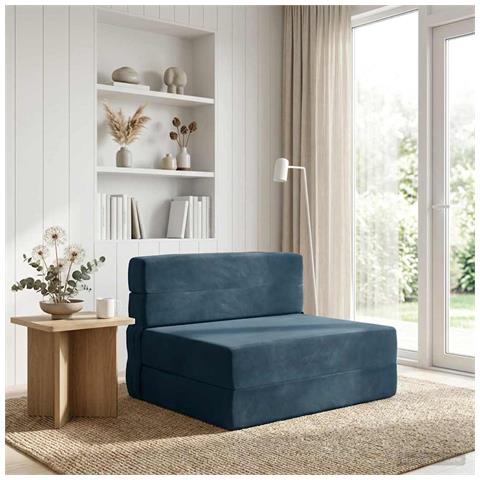 Divano Letto Pieghevole Blu 70 x 80 x 60 cm Tessuto - Foto 2