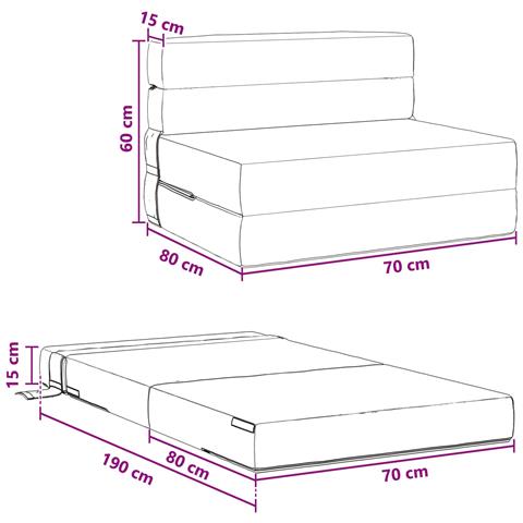 Divano Letto Pieghevole Blu 70 x 80 x 60 cm Tessuto - Foto 9