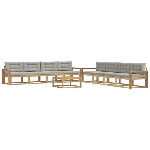 Set di divani da esterno 9 pcs Bianco e Grigio Chiaro - Foto 1