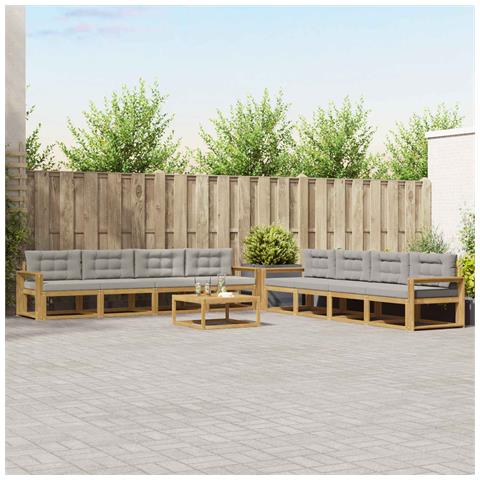 Set di divani da esterno 9 pcs Bianco e Grigio Chiaro - Foto 2