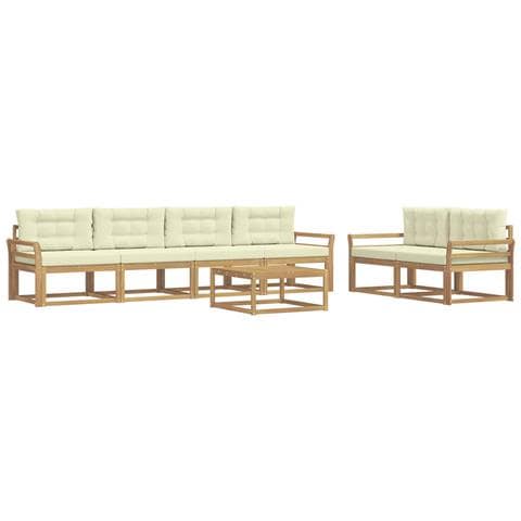 Set di divani da esterno con cuscino 6 pcs Bianco e Crema - Foto 1