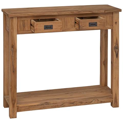 Tavolo consolle Naturale 90 x 30 x 80 cm Legno di teak solido - Foto 2