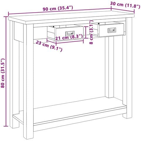 Tavolo consolle Naturale 90 x 30 x 80 cm Legno di teak solido - Foto 7